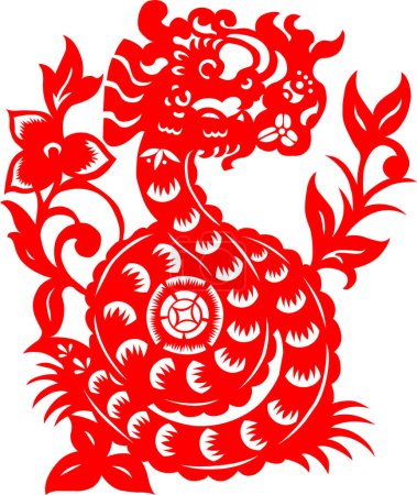 Illustration for Chinese dragon - red color - vector illustration - Royalty Free Image