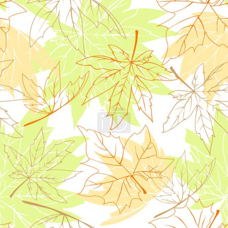 Illustration for Colorful autumn leaves seamless pattern - Royalty Free Image