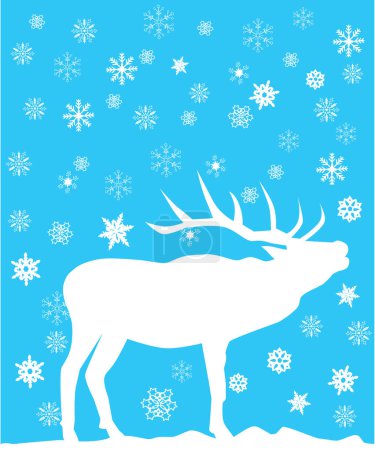 Illustration for Reindeer with snow for Christmas, vector - Royalty Free Image