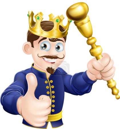 Illustration for King character showing thumb up sign - Royalty Free Image
