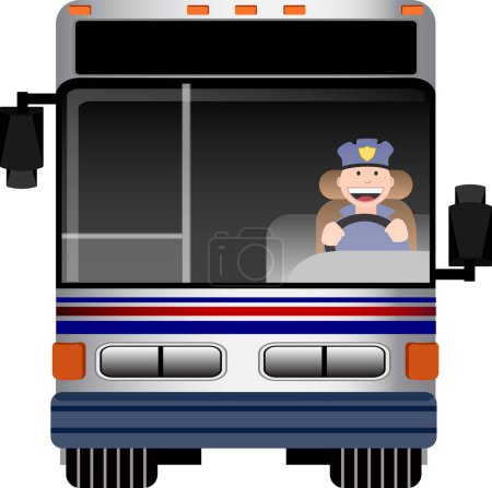 Ilustración de Una imagen de la vista frontal de un autobús con conductor de autobús. - Imagen libre de derechos