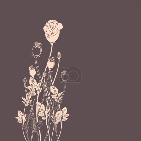 Illustration for Rose flower brown background - Royalty Free Image