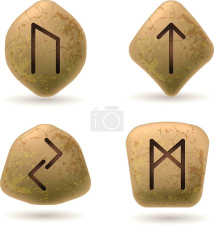 Téléchargez les illustrations : Ensemble de pierres avec des signes de runes - en licence libre de droit