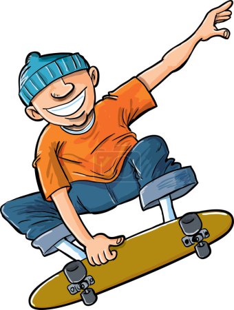 Illustration for Cartoon boy with skateboard - Royalty Free Image