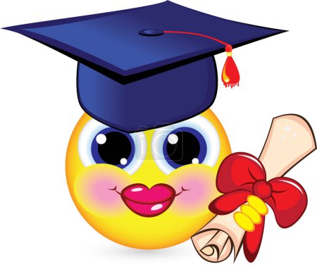 Illustration for Cartoon character of a girl with graduation cap and diploma - Royalty Free Image