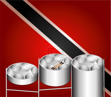 Téléchargez les illustrations : Barils métalliques avec drapeau et drapeau de tobago - en licence libre de droit