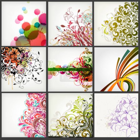 Illustration for Collection of colorful abstract floral elements - Royalty Free Image