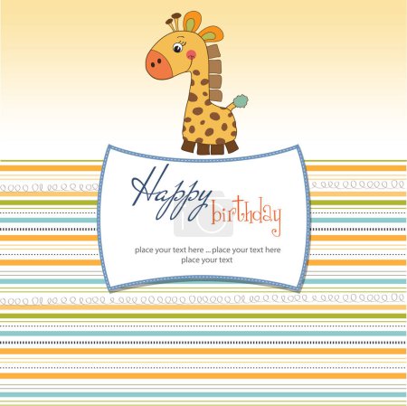 Téléchargez les illustrations : Carte d'invitation d'anniversaire avec girafe - en licence libre de droit