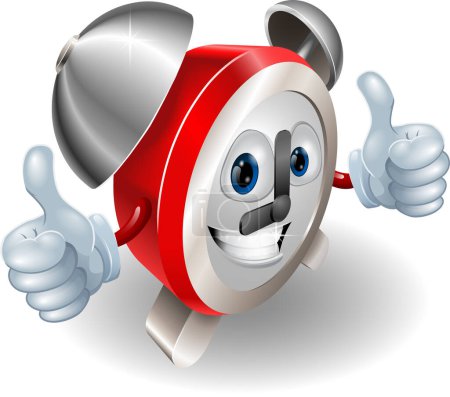 Illustration for Cartoon character of alarm clock with thumbs up sign - Royalty Free Image