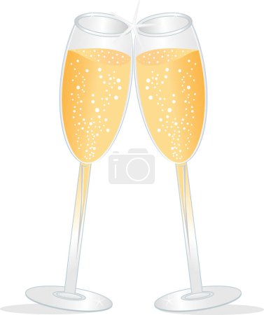 Ilustración de Copas de champán sobre fondo blanco - Imagen libre de derechos