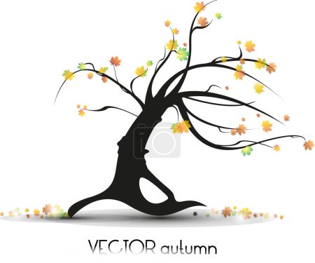 Illustration for Autumn leaves on tree. vector illustration. - Royalty Free Image