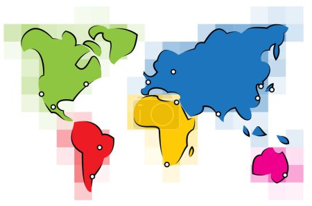 Téléchargez les illustrations : Illustration vectorielle de carte du monde - en licence libre de droit