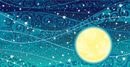 Illustration for Night background with full moon - Royalty Free Image