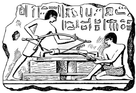 Illustration for Illustration of Egyptian hieroglyphs on the stone - Royalty Free Image