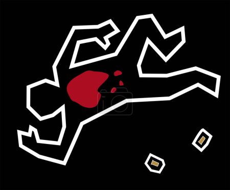 Illustration for Murder place with blood on the black background - Royalty Free Image