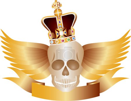 Ilustración de Cráneo con corona y alas - Imagen libre de derechos