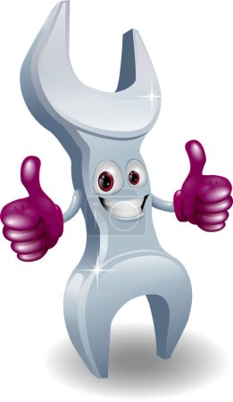 Illustration for Illustration of cartoon character of wrench with thumbs up sign - Royalty Free Image