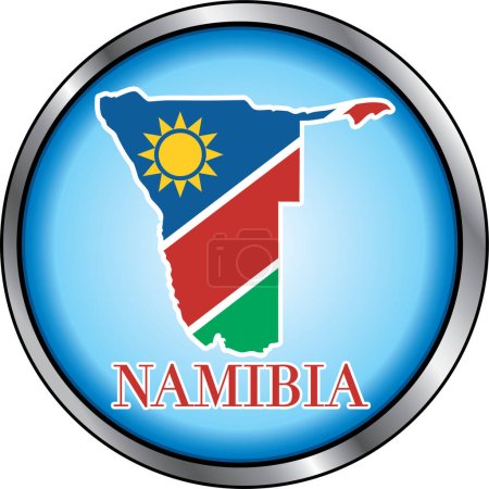 Ilustración de Mapa con bandera de Namibia Botón Redondo - Imagen libre de derechos