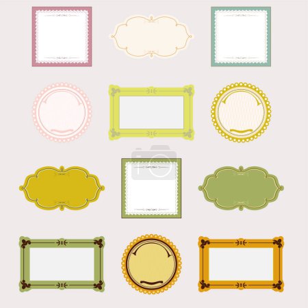 Illustration for Set of retro frames or labels, design elements. vintage style. - Royalty Free Image