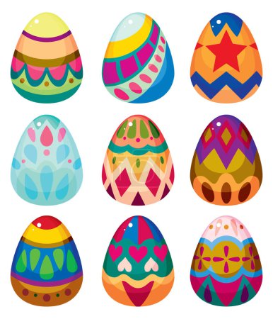 Ilustración de Conjunto de huevos de Pascua con diferentes formas - Imagen libre de derechos