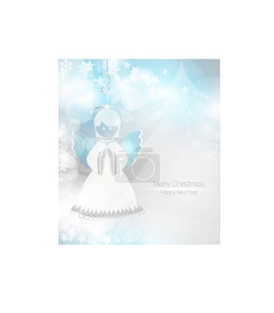 Illustration for Merry christmas and happy new year card with angel - Royalty Free Image
