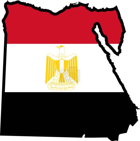 Illustration for Map of egypt with flag - Royalty Free Image