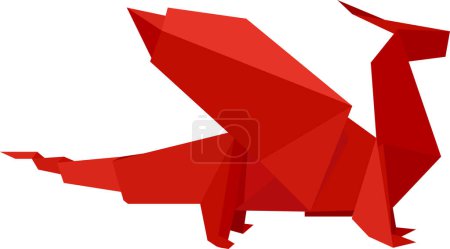 Illustration for Red dragon in origami style - Royalty Free Image