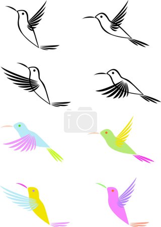 Ilustración de Conjunto de aves en forma de paloma - Imagen libre de derechos