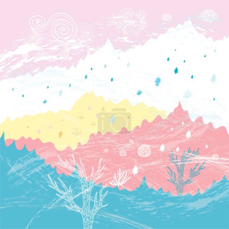 Illustration for Colorful background with scenic landscape - Royalty Free Image