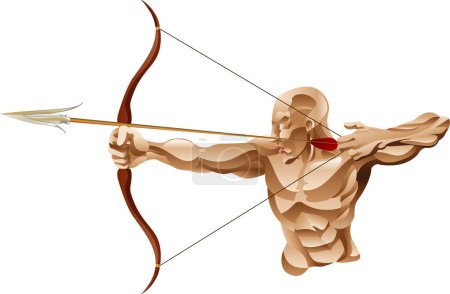Illustration for Illustration of a man shoots a bow on white background - Royalty Free Image