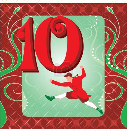 Illustration for Colorful illustration with number 10 and jumping man - Royalty Free Image