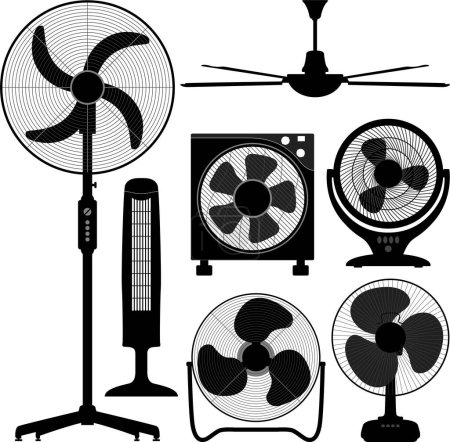 Ilustración de Conjunto de diferentes tipos de ventiladores - Imagen libre de derechos