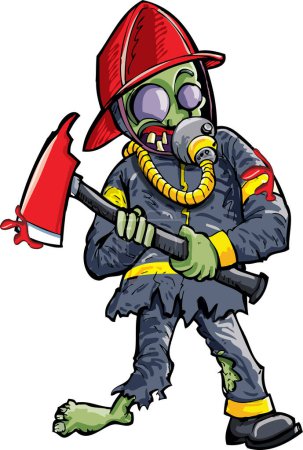 Illustration for Cartoon character firefighter with ax - Royalty Free Image