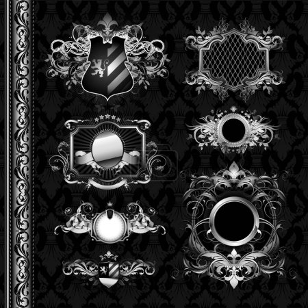 Illustration for Luxury vintage frames on black background. - Royalty Free Image