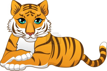 Téléchargez les illustrations : Personnage de dessin animé tigre mignon - en licence libre de droit