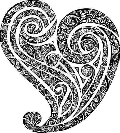 Illustration for Hand drawn heart with floral ornament - Royalty Free Image