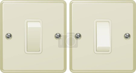 Ilustración de Vector realista conjunto de dos botones blancos para el interruptor - Imagen libre de derechos