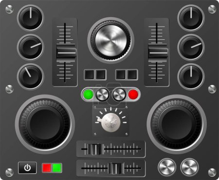 Ilustración de Ilustración vectorial del reproductor de música con botones, botones y auriculares - Imagen libre de derechos