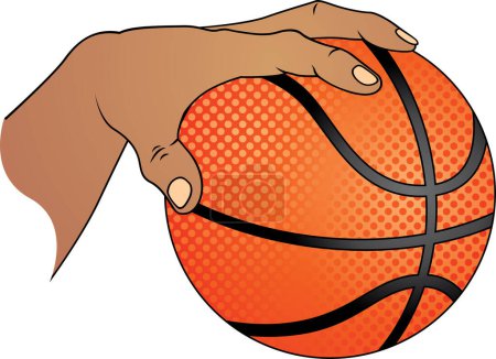 Illustration for Illustration of basketball ball with hand - Royalty Free Image