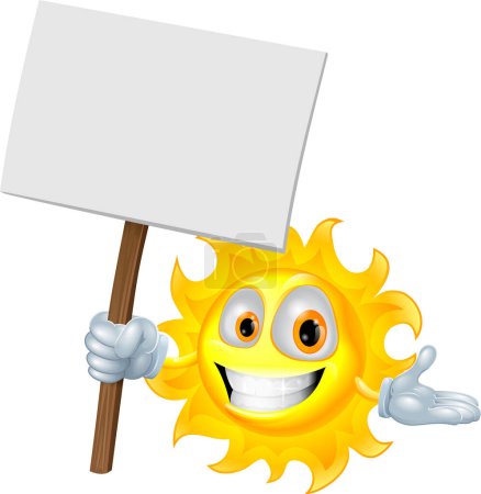 Illustration for Fun character  sun with card - Royalty Free Image