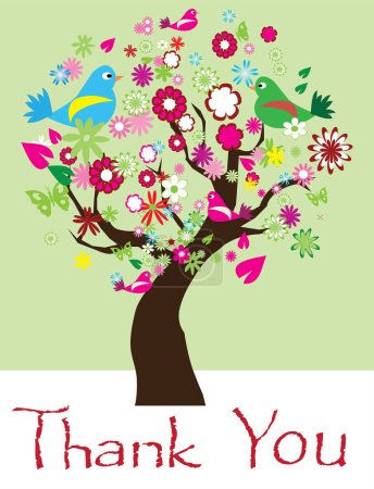 Ilustración de Tarjeta de agradecimiento con flores, ilustración vectorial - Imagen libre de derechos