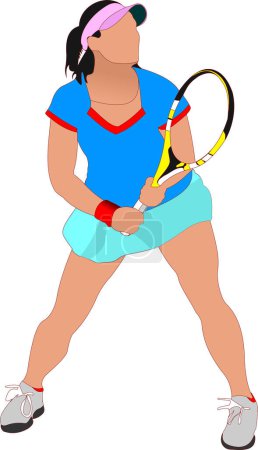 Téléchargez les illustrations : Joueur de tennis en action illustration - en licence libre de droit