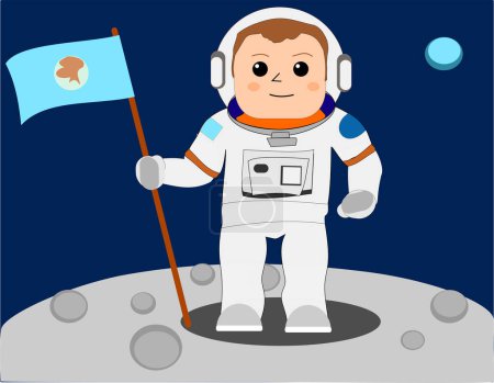 Illustration for Astronaut with flag. vector illustration - Royalty Free Image