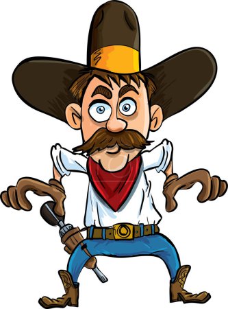 Illustration for A cowboy in a hat cartoon character - Royalty Free Image