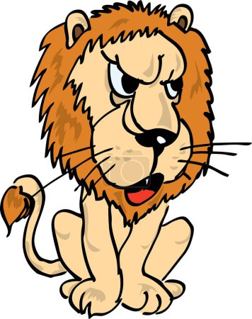 Téléchargez les illustrations : Lion avec une grande tête dessin animé - en licence libre de droit