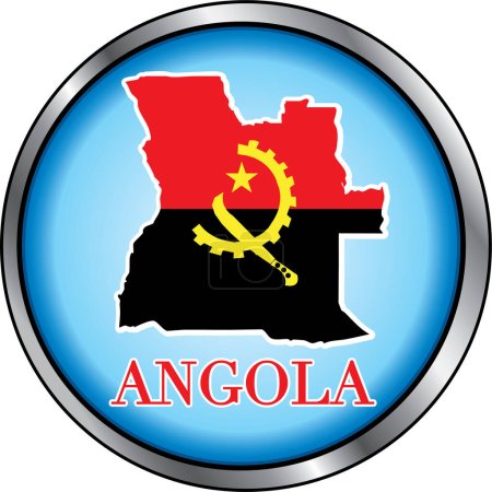 Téléchargez les illustrations : Angola Bouton rond illustration vectorielle - en licence libre de droit