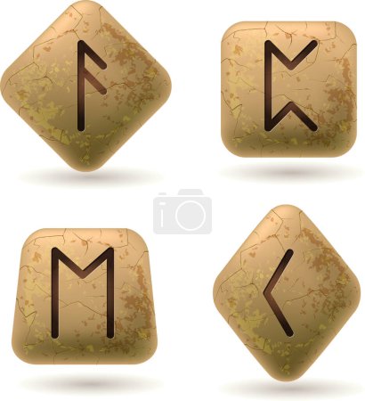 Illustration for Set of ancient stones with runes signs. - Royalty Free Image