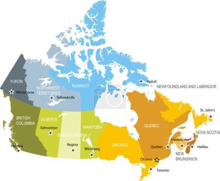 Téléchargez les illustrations : Carte et drapeau du Canada - en licence libre de droit