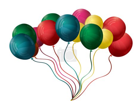 Téléchargez les illustrations : Ballons colorés sur fond blanc - en licence libre de droit
