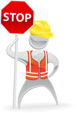 Illustration for 3 d cartoon character - worker, construction worker - Royalty Free Image